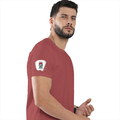 Men's Classic Crew T-Shirt | Regular Fit | 180 GSM Bio-Washed Cotton | DTF Print Ready | Pre-Shrunk, Durable | Personalized | DTF | Typographic | Motivation | Everyday | Uplifting - right sleeve - Coral - mockup 6