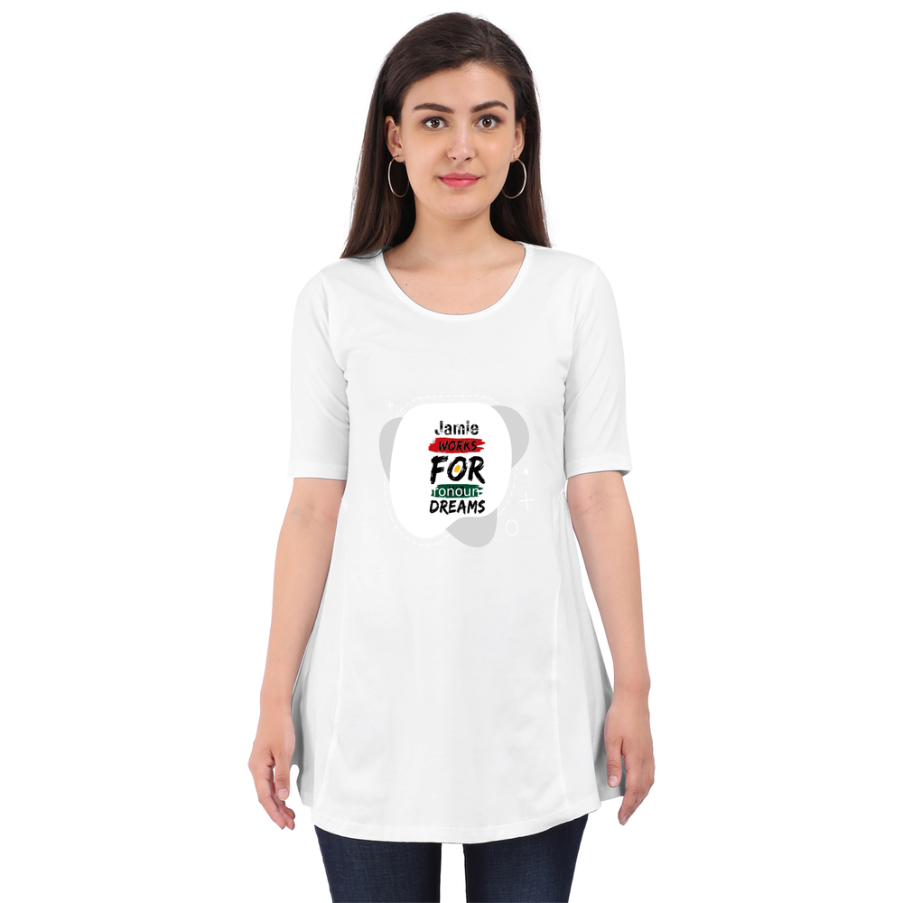 Female Maternity Dress | Regular Fit | Bio-Washed Cotton Blend | Double Stitched Seam | Women | Personalized | DTF | Typographic | Motivation | Everyday | Uplifting - front - White - mockup 1