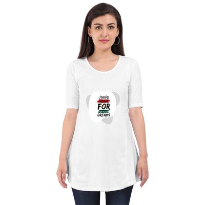 Female Maternity Dress | Regular Fit | Bio-Washed Cotton Blend | Double Stitched Seam | Women | Personalized | DTF | Typographic | Motivation | Everyday | Uplifting - front - White - mockup 1