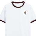 Ringer T-shirt | Unisex | DTG Print | Contrast Trim | Men's, Women's | Personalized | DTG | Brush Stroke | Self-Empowerment | Self-purchase | Empowering - left pocket - Maroon off white - mockup 3