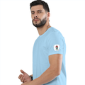 Cotton Stretch T-Shirt | Unisex Adult | 95% Cotton 5% Spandex Blend | 240 GSM, Breathable, Flexible | DTF Print Ready | Personalized | DTF | Brush Stroke | Self-Empowerment | Self-purchase | Empowering - left sleeve - Baby Blue - mockup 5
