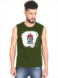 Men's Sleeveless T-Shirt | Regular Fit | 180 GSM Bio-Washed Cotton | Pre-Shrunk, Double Stitched | Men | Personalized | DTF | Brush Stroke | Self-Empowerment | Self-purchase | Empowering - front - Olive Green - mockup 1