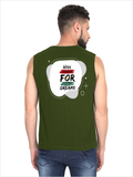Men's Sleeveless T-Shirt | Regular Fit | 180 GSM Bio-Washed Cotton | Pre-Shrunk, Double Stitched | Men | Personalized | DTF | Brush Stroke | Self-Empowerment | Self-purchase | Empowering - back - Olive Green - mockup 2