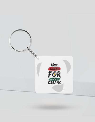 Keychain | Rectangle, Square, Slim Options | Acrylic UV Printed | Fade-Proof, Glossy Finish | Unisex | Personalized | Brush Stroke | Self-Empowerment | Self-purchase | Empowering - front_Square - Square - White - mockup 1