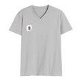 Men's V-Neck T-Shirt | Regular Fit | 180 GSM Bio-Washed Cotton | DTG Print | Durable | Personalized | DTG | Brush Stroke | Self-Empowerment | Self-purchase | Empowering - right pocket - Grey Melange - mockup 4