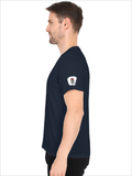Male V Neck T-Shirt | Regular Fit | 180 GSM Bio-Washed Cotton | DTF Print | Double Stitched, Pre-Shrunk | Men | Personalized | DTF | Brush Stroke | Self-Empowerment | Self-purchase | Empowering - right sleeve - Navy Blue - mockup 6