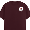 Female Classic Crew T-Shirt | Women's Regular Fit | 180 GSM Bio-Washed Cotton | Double Stitched, Pre-Shrunk | Personalized | DTG | Brush Stroke | Self-Empowerment | Self-purchase | Empowering - left pocket - Maroon - mockup 3