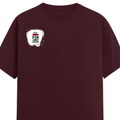 Female Classic Crew T-Shirt | Women's Regular Fit | 180 GSM Bio-Washed Cotton | Double Stitched, Pre-Shrunk | Personalized | DTG | Brush Stroke | Self-Empowerment | Self-purchase | Empowering - right pocket - Maroon - mockup 4