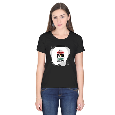 Women's Classic Crew T-Shirt | Regular Fit | 180 GSM Bio-Washed Cotton | DTF Print Ready | Double Stitched, Pre-Shrunk | Personalized | DTF | Brush Stroke | Self-Empowerment | Self-purchase | Empowering - front - Black - mockup 1