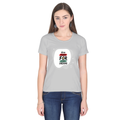 Women's Classic Crew T-Shirt | Regular Fit | 180 GSM Bio-Washed Cotton | DTF Print Ready | Double Stitched, Pre-Shrunk | Personalized | DTF | Brush Stroke | Self-Empowerment | Self-purchase | Empowering - front - Grey Melange - mockup 1