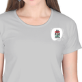 Women's Classic Crew T-Shirt | Regular Fit | 180 GSM Bio-Washed Cotton | DTF Print Ready | Double Stitched, Pre-Shrunk | Personalized | DTF | Brush Stroke | Self-Empowerment | Self-purchase | Empowering - left pocket - Grey Melange - mockup 3