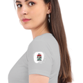 Women's Classic Crew T-Shirt | Regular Fit | 180 GSM Bio-Washed Cotton | DTF Print Ready | Double Stitched, Pre-Shrunk | Personalized | DTF | Brush Stroke | Self-Empowerment | Self-purchase | Empowering - left sleeve - Grey Melange - mockup 5