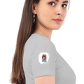 Women's Classic Crew T-Shirt | Regular Fit | 180 GSM Bio-Washed Cotton | DTF Print Ready | Double Stitched, Pre-Shrunk | Personalized | DTF | Brush Stroke | Self-Empowerment | Self-purchase | Empowering - right sleeve - Grey Melange - mockup 6