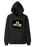 Pullover Hoodie | Unisex Regular Fit | Tri-Layer Cotton Blend | DTG Print Ready | Adults | Personalized | DTG | Bold Typography | Positivity | Self-expression | Everyday | Positive | Positive Vibes - front - Black - mockup 1
