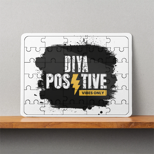 MDF Wooden Puzzles | 6x8 Inch | 30 Pieces | Durable MDF | Glossy Finish | Sublimation Print | Lightweight | Waterproof | Fade-Proof | Unisex | Personalized | Bold Typography | Positivity | Self-expression | Everyday | Positive | Positive Vibes - front - White - mockup 1