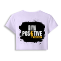 Female Baby Tee | Cropped Fit, Gen Z | 95% Cotton 5% Spandex, DTG | Stretchable, Breathable, Pre-Shrunk | Women | Personalized | DTG | Bold Typography | Positivity | Self-expression | Everyday | Positive | Positive Vibes - back - Lavender - mockup 2