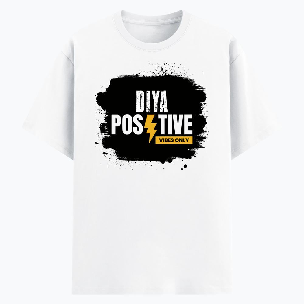 Cotton Stretch T-Shirt (Dtg) | T-Shirts | Him, Her, Unisex | Personalized | DTG | Bold Typography | Positivity | Self-expression | Everyday | Positive | Positive Vibes - front - White - mockup 1