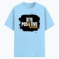 Cotton Stretch T-Shirt | Unisex Adult | 95% Cotton 5% Spandex Blend | 240 GSM, Breathable, Flexible | DTF Print Ready | Personalized | DTF | Bold Typography | Positivity | Self-expression | Everyday | Positive | Positive Vibes - front - Baby Blue - mockup 1