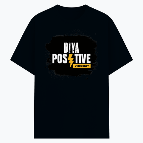 Cotton Stretch T-Shirt | Unisex Adult | 95% Cotton 5% Spandex Blend | 240 GSM, Breathable, Flexible | DTF Print Ready | Personalized | DTF | Bold Typography | Positivity | Self-expression | Everyday | Positive | Positive Vibes - front - Navy Blue - mockup 1