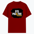 Cotton Stretch T-Shirt | Unisex Adult | 95% Cotton 5% Spandex Blend | 240 GSM, Breathable, Flexible | DTF Print Ready | Personalized | DTF | Bold Typography | Positivity | Self-expression | Everyday | Positive | Positive Vibes - front - Red - mockup 1