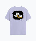 Cotton Stretch T-Shirt | Unisex Adult | 95% Cotton 5% Spandex Blend | 240 GSM, Breathable, Flexible | DTF Print Ready | Personalized | DTF | Bold Typography | Positivity | Self-expression | Everyday | Positive | Positive Vibes - back - Lavender - mockup 2