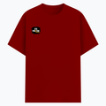 Cotton Stretch T-Shirt | Unisex Adult | 95% Cotton 5% Spandex Blend | 240 GSM, Breathable, Flexible | DTF Print Ready | Personalized | DTF | Bold Typography | Positivity | Self-expression | Everyday | Positive | Positive Vibes - right pocket - Red - mockup 4