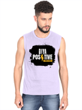 Men's Sleeveless T-Shirt | Regular Fit | 180 GSM Bio-Washed Cotton DTG | Pre-Shrunk, Double Stitched | For Gym & Casual Wear | Personalized | DTG | Bold Typography | Positivity | Self-expression | Everyday | Positive | Positive Vibes - front - Lavender - mockup 1