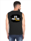Men's Sleeveless T-Shirt | Regular Fit | 180 GSM Bio-Washed Cotton | Pre-Shrunk, Double Stitched | Men | Personalized | DTF | Bold Typography | Positivity | Self-expression | Everyday | Positive | Positive Vibes - back - Black - mockup 2
