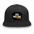 Classic Snapback Cap | Adjustable One-Size | Heavy Cotton DTG Printed | Flat Brim Structured | Unisex Adults | Personalized | DTG | Bold Typography | Positivity | Self-expression | Everyday | Positive | Positive Vibes - front - Black - mockup 1