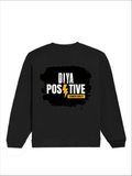 Oversized Sweatshirt | Roomy Relaxed Fit | 400 GSM Cotton Blend | Pre-Shrunk Drop Shoulder | Unisex Adult | Personalized | DTF | Bold Typography | Positivity | Self-expression | Everyday | Positive | Positive Vibes - back - Black - mockup 2