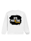 Oversized Sweatshirt | Roomy Relaxed Fit | 400 GSM Cotton Blend | Pre-Shrunk Drop Shoulder | Unisex Adult | Personalized | DTF | Bold Typography | Positivity | Self-expression | Everyday | Positive | Positive Vibes - back - White - mockup 2