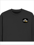 Oversized Sweatshirt | Roomy Relaxed Fit | 400 GSM Cotton Blend | Pre-Shrunk Drop Shoulder | Unisex Adult | Personalized | DTF | Bold Typography | Positivity | Self-expression | Everyday | Positive | Positive Vibes - left pocket - Black - mockup 3