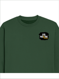 Oversized Sweatshirt | Roomy Relaxed Fit | 400 GSM Cotton Blend | Pre-Shrunk Drop Shoulder | Unisex Adult | Personalized | DTF | Bold Typography | Positivity | Self-expression | Everyday | Positive | Positive Vibes - left pocket - Bottle Green - mockup 3