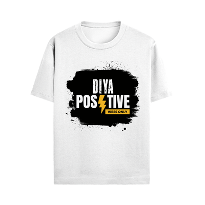 Male Standard Crew T-Shirt | Regular Fit | 100% Cotton (180 GSM) | DTG Print | Durable & Comfortable | Adult | Personalized | DTG | Bold Typography | Positivity | Self-expression | Everyday | Positive | Positive Vibes - front - White - mockup 1