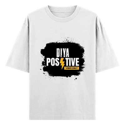 Oversized Standard T-Shirt | Unisex Oversized Fit | 180 GSM 100% Super Combed Cotton | DTF Print | Soft & Durable | Personalized | DTF | Bold Typography | Positivity | Self-expression | Everyday | Positive | Positive Vibes - front - White - mockup 1