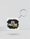 Keychain | Rectangle, Square, Slim Options | Acrylic UV Printed | Fade-Proof, Glossy Finish | Unisex | Personalized | Bold Typography | Positivity | Self-expression | Everyday | Positive | Positive Vibes - back_Square - White - mockup 2