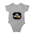 Rompers | Regular Fit Baby & Toddler | Bio-Washed Cotton | Double Stitched, Pre-Shrunk | Unisex | Personalized | DTG | Bold Typography | Positivity | Self-expression | Everyday | Positive | Positive Vibes - front - Grey Melange - mockup 1
