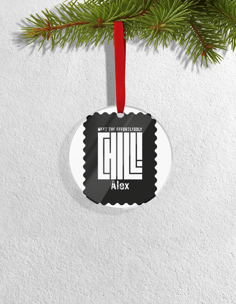 Christmas Ornaments | 3x3-inch | Acrylic UV Printed | Lightweight, Waterproof, Fade-Proof, Satin Ribbon | Unisex Adult | Personalized | Bold | Self-expression | Everyday | Calm | Effortless Attitude - front_Circle - Circle - mockup 1