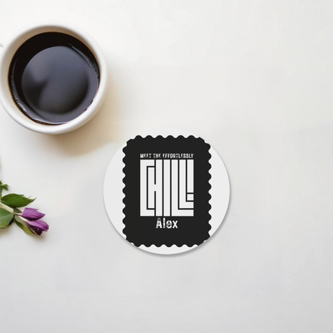 Acrylic Coaster | Standard | Durable Acrylic | UV Printed | Glossy Finish | Fade-Proof | Unisex | Personalized | Bold | Self-expression | Everyday | Calm | Effortless Attitude - front - Circle - White - mockup 1