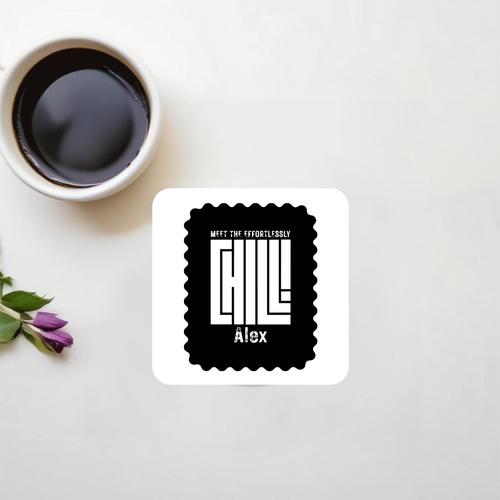 Acrylic Coaster | Standard | Durable Acrylic | UV Printed | Glossy Finish | Fade-Proof | Unisex | Personalized | Bold | Self-expression | Everyday | Calm | Effortless Attitude - front_2 - Square - White - mockup 2