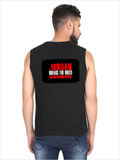 Men's Sleeveless T-Shirt | Regular Fit | 180 GSM Bio-Washed Cotton DTG | Pre-Shrunk, Double Stitched | For Gym & Casual Wear | Personalized | DTG | Bold | Rebellion | Individuality | Everyday | Empowering - back - Black - mockup 2