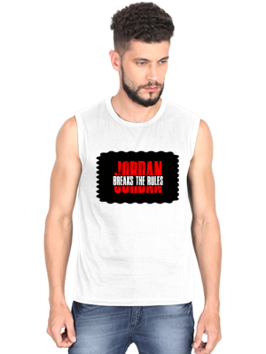 Men's Sleeveless T-Shirt | Regular Fit | 180 GSM Bio-Washed Cotton | Pre-Shrunk, Double Stitched | Men | Personalized | DTF | Bold | Rebellion | Individuality | Everyday | Empowering - front - White - mockup 1