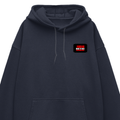 Oversized Hoodie | Unisex Relaxed Fit | 400 GSM Cotton Blend | DTG Printed | Drop Shoulder, Pre-Shrunk | Adults | Personalized | DTG | Bold | Rebellion | Individuality | Everyday | Empowering - left pocket - Navy Blue - mockup 3