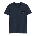 Men's V-Neck T-Shirt | Regular Fit | 180 GSM Bio-Washed Cotton | DTG Print | Durable | Personalized | DTG | Bold | Rebellion | Individuality | Everyday | Empowering - left pocket - Navy Blue - mockup 3