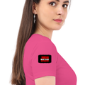 Women's Classic Crew T-Shirt | Regular Fit | 180 GSM Bio-Washed Cotton | DTF Print Ready | Double Stitched, Pre-Shrunk | Personalized | DTF | Bold | Rebellion | Individuality | Everyday | Empowering - right sleeve - Pink - mockup 6