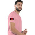 Men's Classic Crew T-Shirt | Regular Fit | 180 GSM Bio-Washed Cotton | DTF Print Ready | Pre-Shrunk, Durable | Personalized | DTF | Bold | Rebellion | Individuality | Everyday | Empowering - right sleeve - Flamingo - mockup 6
