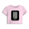 Female Baby Tee | Cropped Fit, Gen Z | 95% Cotton 5% Spandex, DTG | Stretchable, Breathable, Pre-Shrunk | Women | Personalized | DTG | Modern | Positive Outlook | Everyday | Positive - front - Light Baby Pink - mockup 1
