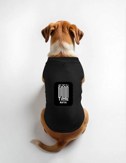 Dog T-Shirts | All Sizes | 100% Cotton 240 GSM DTG | Adjustable Neck, Sleeveless, Breathable | Pet | Personalized | DTG | Modern | Positive Outlook | Everyday | Positive - front - Black - mockup 1