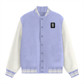 Varsity Jacket | Unisex Fit | 100% Cotton DTG | Ribbed Hems, Button Closure, Pockets | Unisex | Personalized | DTG | Modern | Positive Outlook | Everyday | Positive - left pocket - Lavender - mockup 1