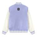 Varsity Jacket | Unisex Fit | 100% Cotton DTG | Ribbed Hems, Button Closure, Pockets | Unisex | Personalized | DTG | Modern | Positive Outlook | Everyday | Positive - back - Lavender - mockup 3